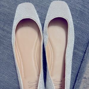 INC sequined silver flats size 9
